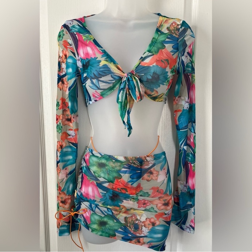 Floral Mesh Two-Piece Set